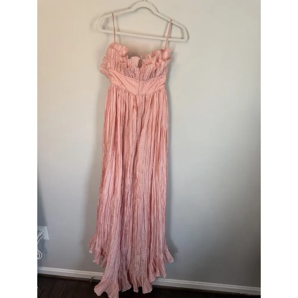 LoveShackFancy Katrina Dress Sunrise Sorbet Strapless Maxi Crystal Brooch 0 NWT - Picture 3 of 16